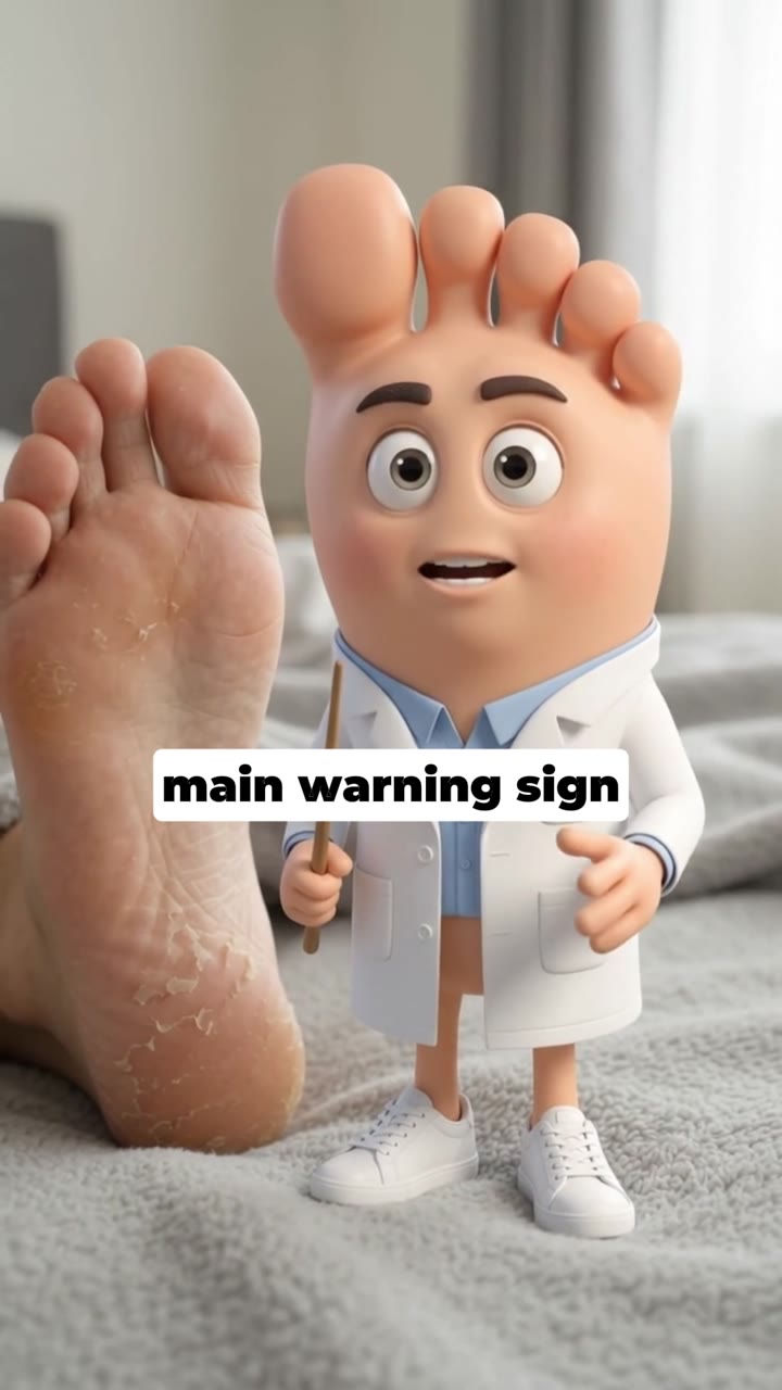3D animated character explaining foot health in a supplement Facebook ad