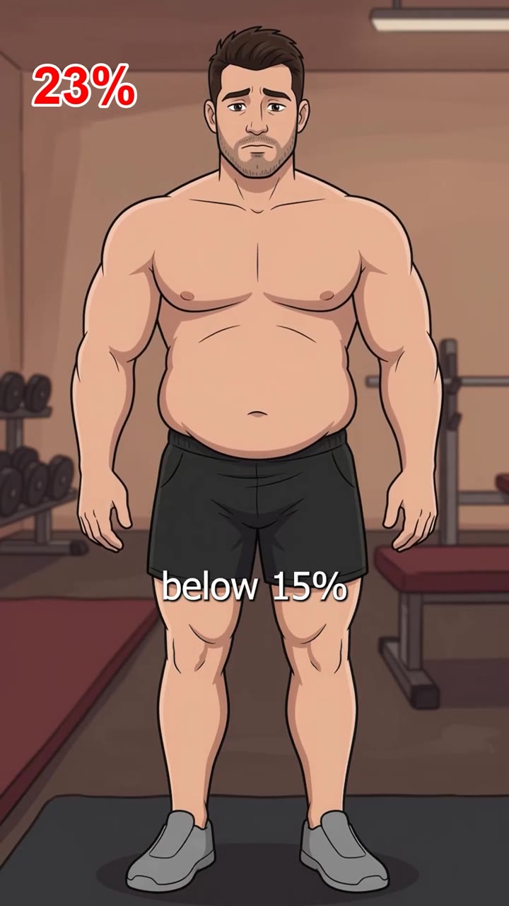 2D animated body composition visual for a health supplement Facebook ad