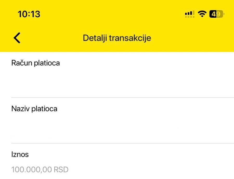 Detalj transakcije - 100.000 RSD